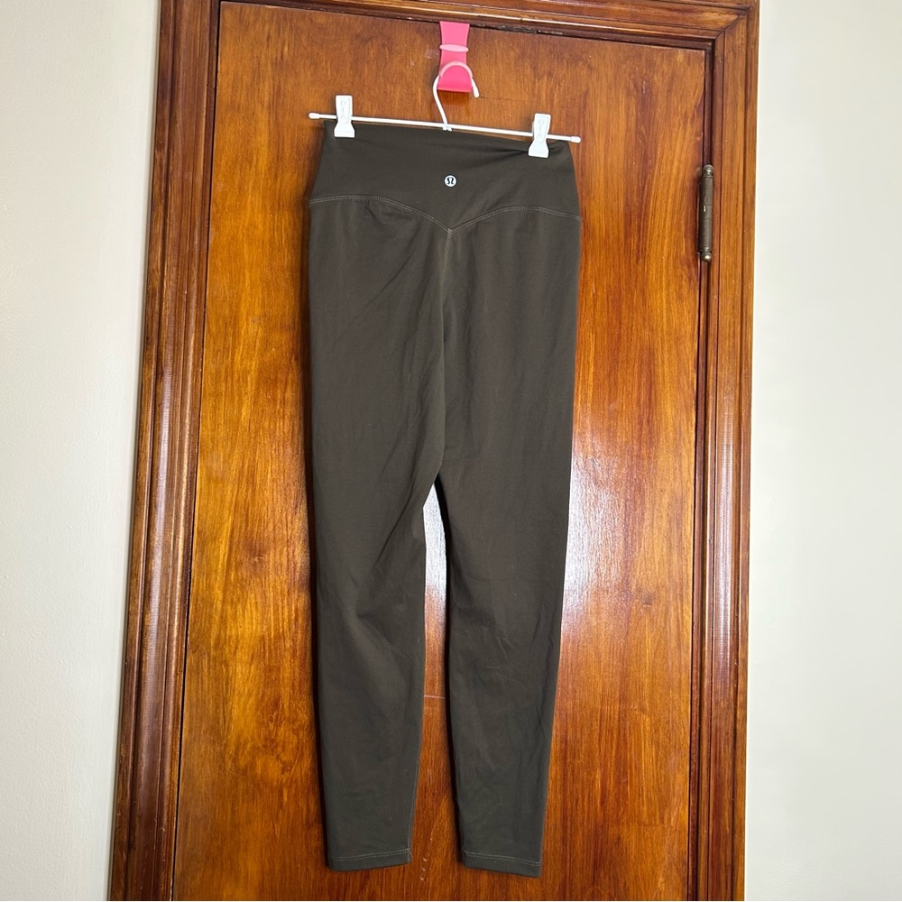 Lululemon Align Leggings Olive Green High Rise Crop Size 6 Sporty Stretch Pants - Picture 7 of 11